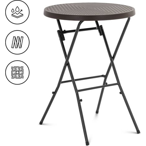 Mesa redonda plegable para jard铆n, 79 x 110 cm, color negro. (1/5)