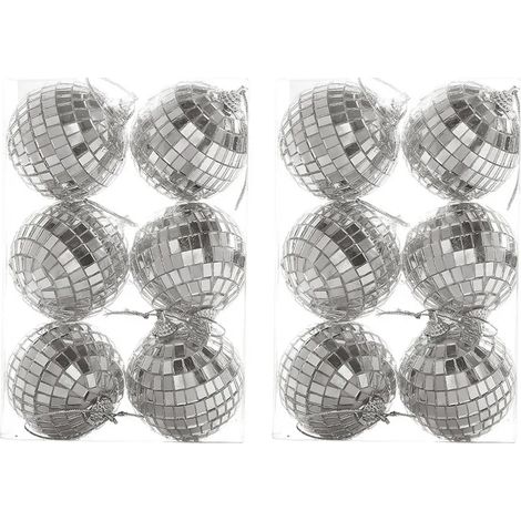 Ensemble de boules disco miroir - Décorations de fête disco argentées Boules de Noël miroir brillantes, faciles à suspendre pour les décorations de Noël, mariage, fête à la maison, 2cm-12 pièces (1/5)