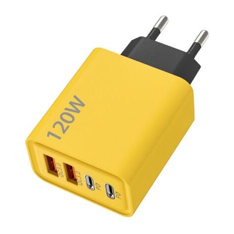 120-W-PD-Schnellladegerät mit 4 USB-Typ-C-Anschlüssen – EU, Mehrfachanschluss, Gelb (1/4)