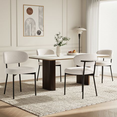 COLAMY Lot de 4 chaises de salle à manger avec dossier et pieds en métal,modernes rembourrées en tissu pour cuisine, salle à manger ou salon,marron (1/5)