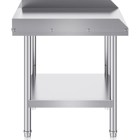 Mophorn 24 x 24 x 26 Zoll Arbeitstisch aus Edelstahl. Robuster kommerzieller Tisch zur Lebensmittelzubereitung mit 3-seitiger Spritzwand. Höhenverstellbar für Restaurant, Zuhause und Hotel.
