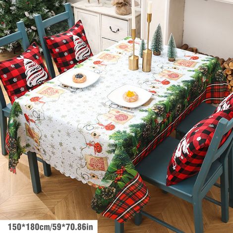 Nappe De Table De Noël - Rectangulaire 150 X 180 Cm - Imprimée Motifs Festifs - Pour Tables À Manger Et Réceptions - 1 Pièce