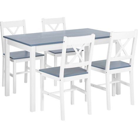 Dining Set MOANA Pine Wood White 4 Seater (1/5)