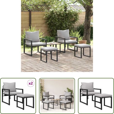 Canapé extérieur - Mobilier de jardin avec coussin 4 pcs Gris clair Polyester (1/5)