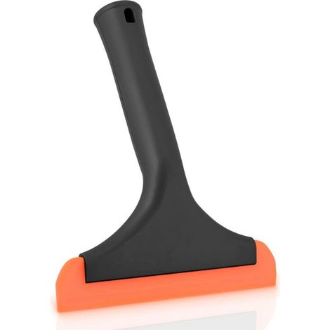 Silicone Squeegee with Hanging Holes, 6 Inch Multifunctional Squeegee for Shower, Mirror, Door, Window, Glass, Car Windshield, Black + Orange (1/5)