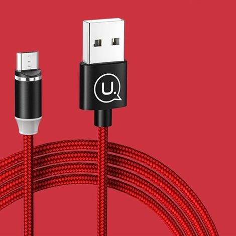 Usams U-Sure microUSB 1m 2.1A magnetisches Kabel geflochten rot/rot SJ294USB02 (US-SJ294) (1/2)