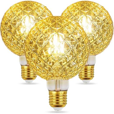 Ampoule E27 Dimmable, Ampoule E27 Decorative Surface forme diamant LED Filament Lumière Douce 4W 2700K 400LM Ampoule Vintage (1/5)