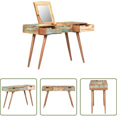Altholz - Schminktisch mit Spiegel 112x45x76 cm Altholz Massiv (1/5)