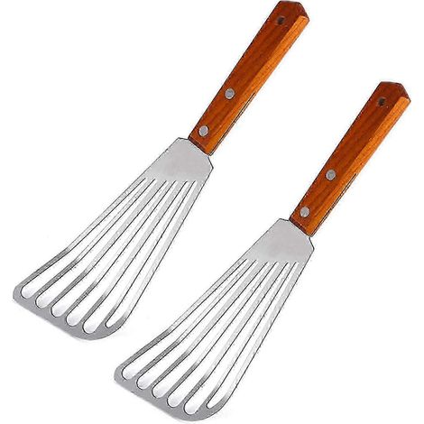 Spatule à poisson de cuisine avec manche en acier inoxydable et en bois SP (1/5)
