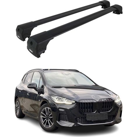 OMAC Aluminium Dachträger Querträger für BMW 2er Active Tourer U06 2021-2026 – City Crash – ISO/PAS 11154:2006 – Abschließbar – Max. 75 kg – 2 Stangen Schwarz (1/5)