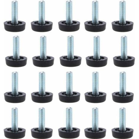 Pieds de meuble réglables – Lot de 20 tiges filetées M8 × 24 mm avec embouts de protection, pour tables et meubles – Hauteur ajustable, fixation stable, compatible avec sols durs et moquettes