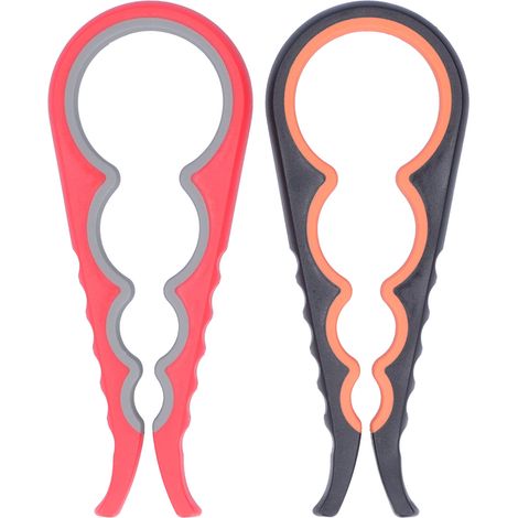2-teiliges Set aus Glasöffner und Deckelentferner, 4-in-1 multifunktionales Küchengerät, rutschfest, rot, grau, schwarz (1/5)