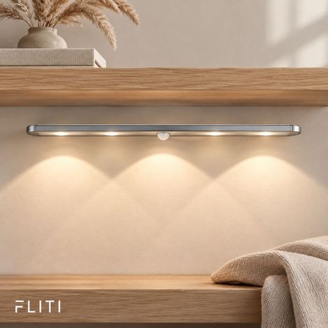 FLITI-Lampe LED 40cm Aluminium, Détecteur de Mouvement 120°, Rechargeable USB Type-C, 3 Modes, Montage Magnétique, 3000K/4000K/6000K, Argent (1/5)