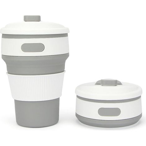 gobelet Pliable En Silicone 350 Ml (gris) Tasse Caf Tasse De Voyage Isolation Rutilisable Tasse De Camping Tasse Isolante Avec Couvercle Pliable (1/5)