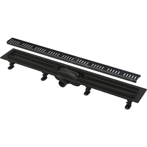 Alca - Bac à douche Simple 55 cm, avec bord pour grille perforée, grille incluse, noir mat APZ10BLACK-550M (1/5)