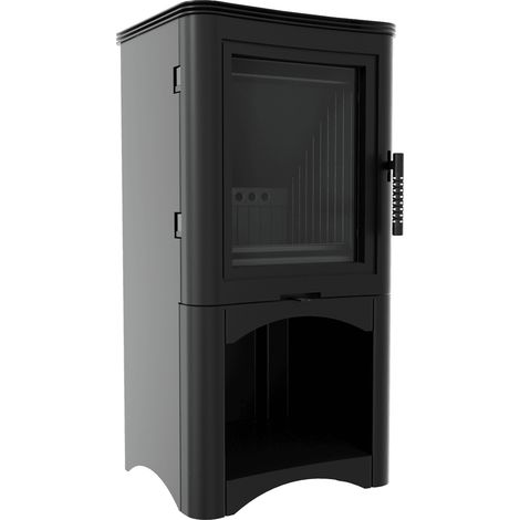 Kaminofen aus Stahl KRATKI K5 Ø 150 7 kW Holzregal schwarz Verkleidung (1/5)