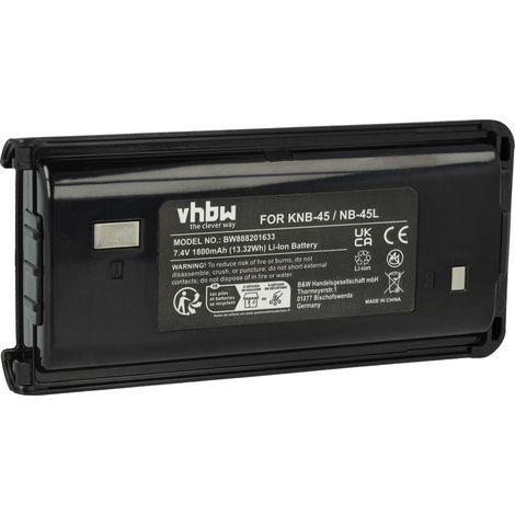 vhbw 1x Akku kompatibel mit Kenwood TK-2307M, TK-2306M, TK-2302VK, TK-3200LP, TK-3200, TK-3200L Funkgerät, Walkie Talkie (1800 mAh, 7,4 V, Li-Ion)
