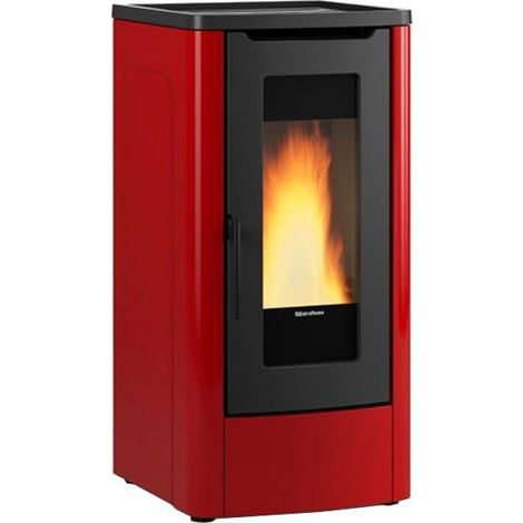 Poêle à granulés à conduit – Dahiana 5.0 Plus finition Bordeaux 52×60 h108 cm 3,0-10,0 kW Réservoir de 30 kg – Extraflame