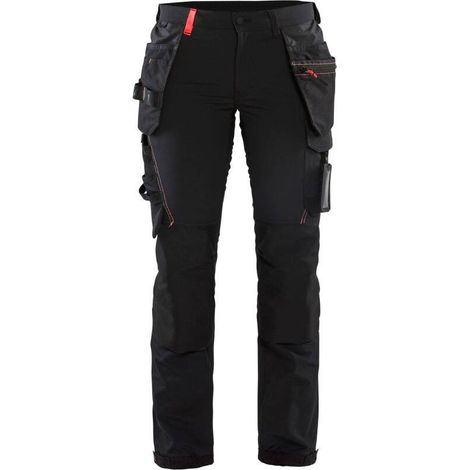 Pantalon de travail artisan stretch 4D femme 7192 - Noir/Rouge XS - FR(34) - SE(C32) - Standards (1/4)