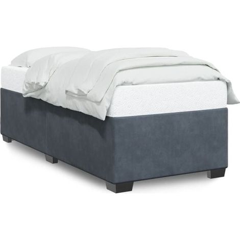 Cadre de lit en velours gris foncé (80x200 cm), matelas non inclus. (1/5)