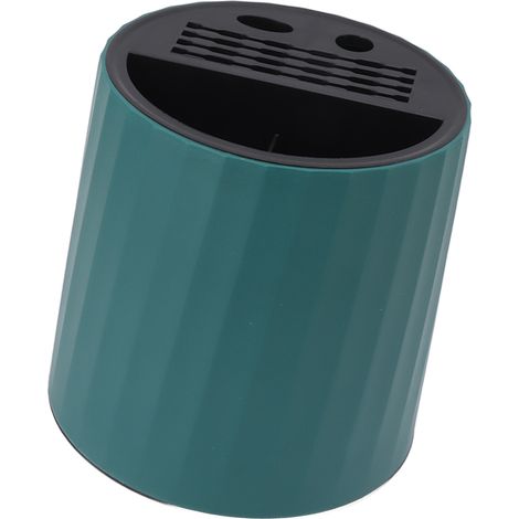 Porte-couteaux de cuisine cylindrique rotatif 360° avec multiples fentes, support pour couteaux, baguettes, cuillères et fourchettes, vert (1/5)