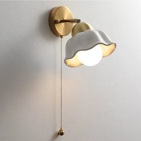 Fusion Applique Murale Intérieure avec Interrupteur à Tirette - Industrielle Vintage Lampe Murale en céramique blanche - 1pcs