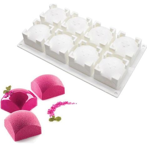 Moules à chocolat carrés bombés en silicone pour la préparation de mousses et desserts (1/4)