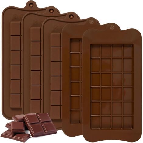5-teiliges Schokoladentafel-Formenset, Antihaft-Schokoladenform, Silikon-Schokoladentafelform für Pralinen und Süßigkeiten (1/4)