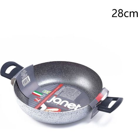 TrAdE Shop Traesio - Padella Alta Tegame Rivestimento Antiaderente 7 Strati Con 2 Manici ø 16-20-24-28-32 Cm - -28 cm -