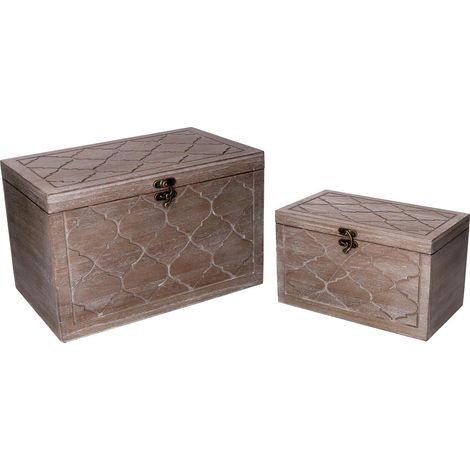 Scatola legno 1-2 marrone rettangolare cm39,4x24,1h24,8 (1/3)