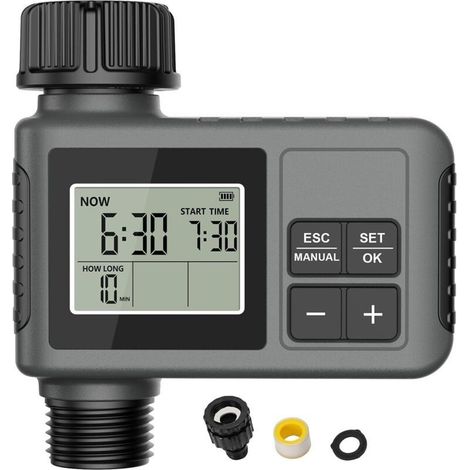 Minuterie d'Arrosage Intelligente Programmable avec Fonction Retard Pluie pour Cours et Pelouses - (1/5)