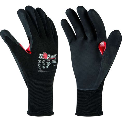 U-Power GUANTI DA LAVORO FLYNT IN NYLON/NITRILE Col. Rosso/Nero tg. 10 - 12 paia