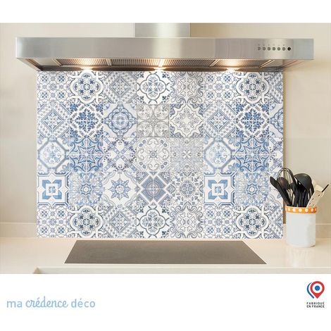 Fond de hotte : carrelage classique bleu 1 - Verre trempé - 60 cm - 45 cm (1/5)