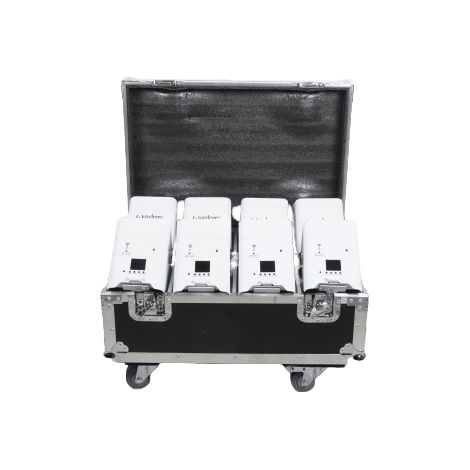 Kit da 8pz Faretti BIANCHI Smart Battery LED RGBWA-UV WiFi a Batteria e Telecomando Wireless con Baule FlyCase (1/5)