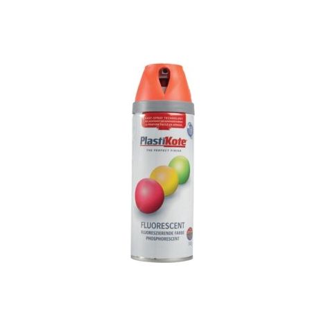 PlastiKote Twist & Spray Fluorescent Orange Aerosol Paint – 400ml (1/3)