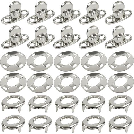 Kit di chiusura a pulsante rotante di grado nautico con occhielli, basi e viti per tende da sole per barche, accessori per teloni in tela, 10 set (A)