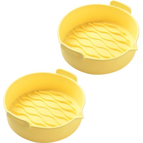 Paniers de friteuses à Air réutilisables en-Jaune 8,8 pouces