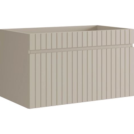 Meuble sous vasque suspendu strié beige - 80 cm - SATARA (1/4)