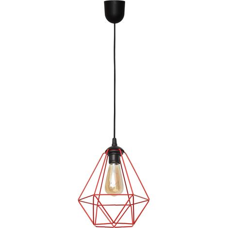 Helam KARO Plafonnier Wire Frame Noir, Rouge 24cm