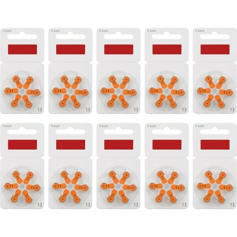 60pcs A13 Batterie de l'appareil auditif Batterie Zinc Air Lasting Batteries d'aide sonore pour l'oreille derrière l'appareil (1/5)