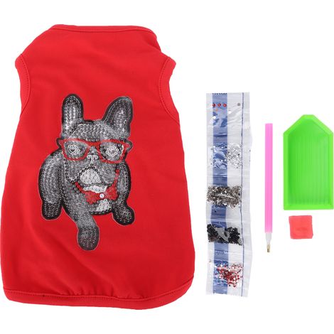 Dog Shirt Cute Soft Breathable Dog Patterned Pets Outfits with Rhinestones for Puppies Pets Decoration ProtectionRed L (1/5)
