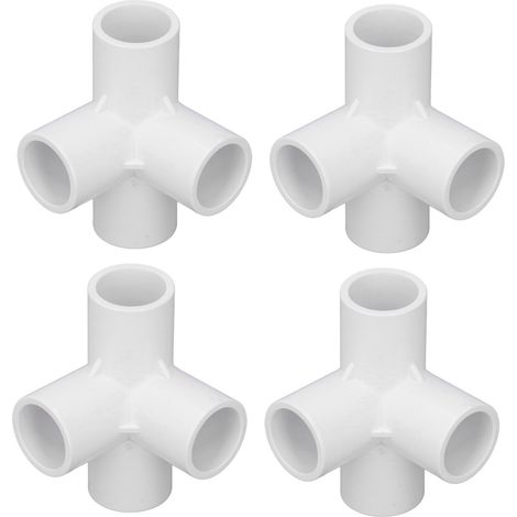 0,8-Zoll-4-Wege-PVC-Winkelstück, 10er-Packung Rohrverbinder für Zelt- und Möbelmontage, Weiß, wasserdichte Verbindung (1/5)