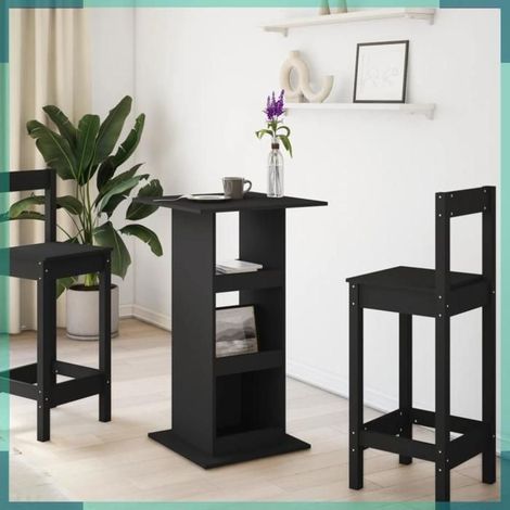 854329 Table de bar avec rangement noir 60x60x102 cm bois d’ingénierie (1/5)