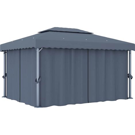 Tonnelle avec rideau 4x3 m Anthracite Aluminium