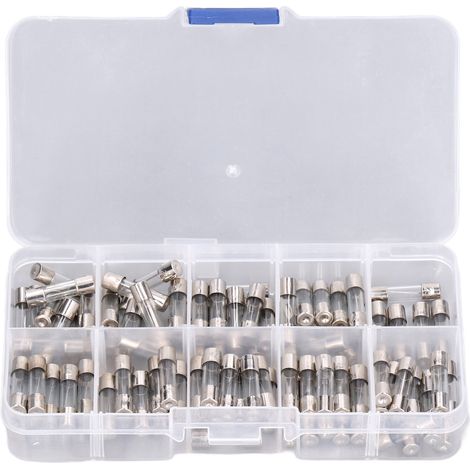 Kit d'assortiment de tubes à fusibles en verre, 100 pièces, 0  250V, 0,2a  20a, 5x20mm, pour jouet automobile