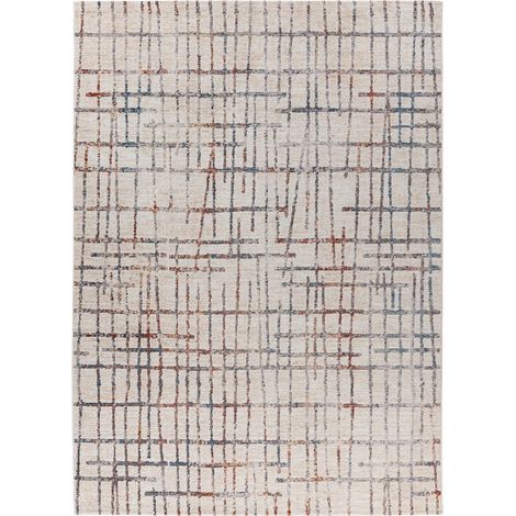 Tappeto moderno Jaka 225 a tessitura piatta crema e multicolor (1/4)