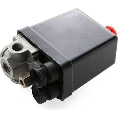 Pressostat de Compresseur d'Air à 4 Sorties, Commutateur de Pression Vanne de Contrôle Pièces pour Compresseur, 90-120 PSI 240 V,et (1/5)