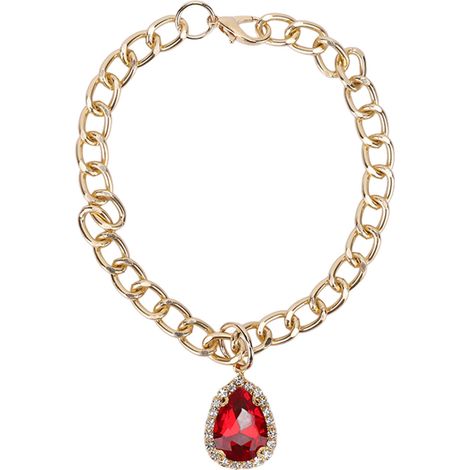 Strassbesetztes, farbenfrohes und verstellbares Halsband mit stylischem Anhänger für kleine und mittelgroße Hunde und Katzen, rot, Größe M