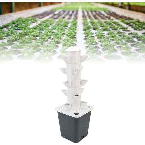 Torre hidropónica vertical con 15 macetas de 10 litros, depósito de agua y dispositivo portátil que ahorra espacio. (1/5)