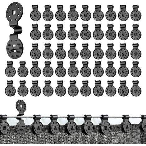 50 x Fixing Clips for Tarpaulins, Canvas Shade, Weather Resistance, Easy to Dismantle, Special Plastic Clip with Eyelets for Netting, Fence, Fabric, Windproof, Shading, Black